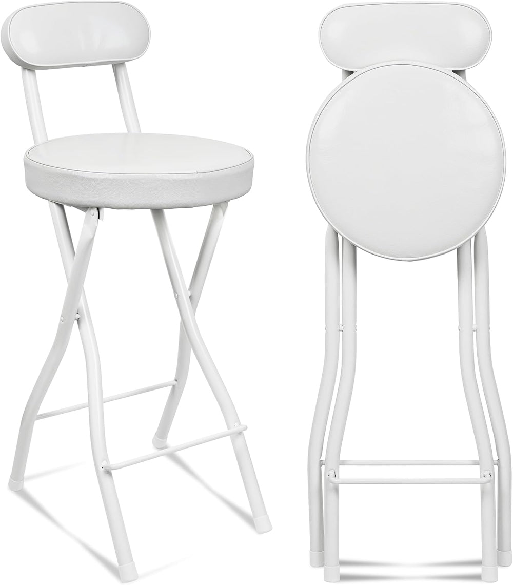 UWEAR Folding Bar Stool with Back,Tall Foldable Stool Seat Padded Portable St...