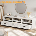 IDEALHOUSE 70in TV Stand for TVs up to 80", Mid Century Modern Entertainment Center with Storage Drawer and Open Shelves, TV Console Media Cabinet for Living Room, Bedroom, Vintage White