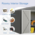 Metal Outdoor Storage Sheds 8 x 6 FT Lockable Metal Garden Shed Steel Anti-Corrosion Storage House with Double Lockable Door for Backyard Outdoor Patio
