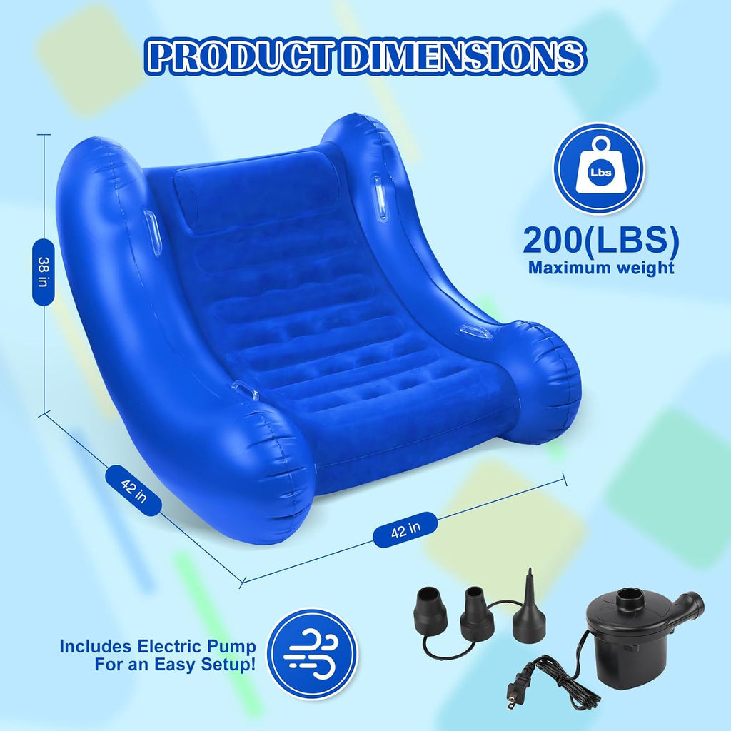 Sensory Rocker Chair for Kids, 42” x 42” x 38” Inflatable Pod Rocking Chair, Air Cloud Rocker, Autistic ADHD Sensory Chairs for Child, Indoor/Outdoor Toddler Rocking Chair