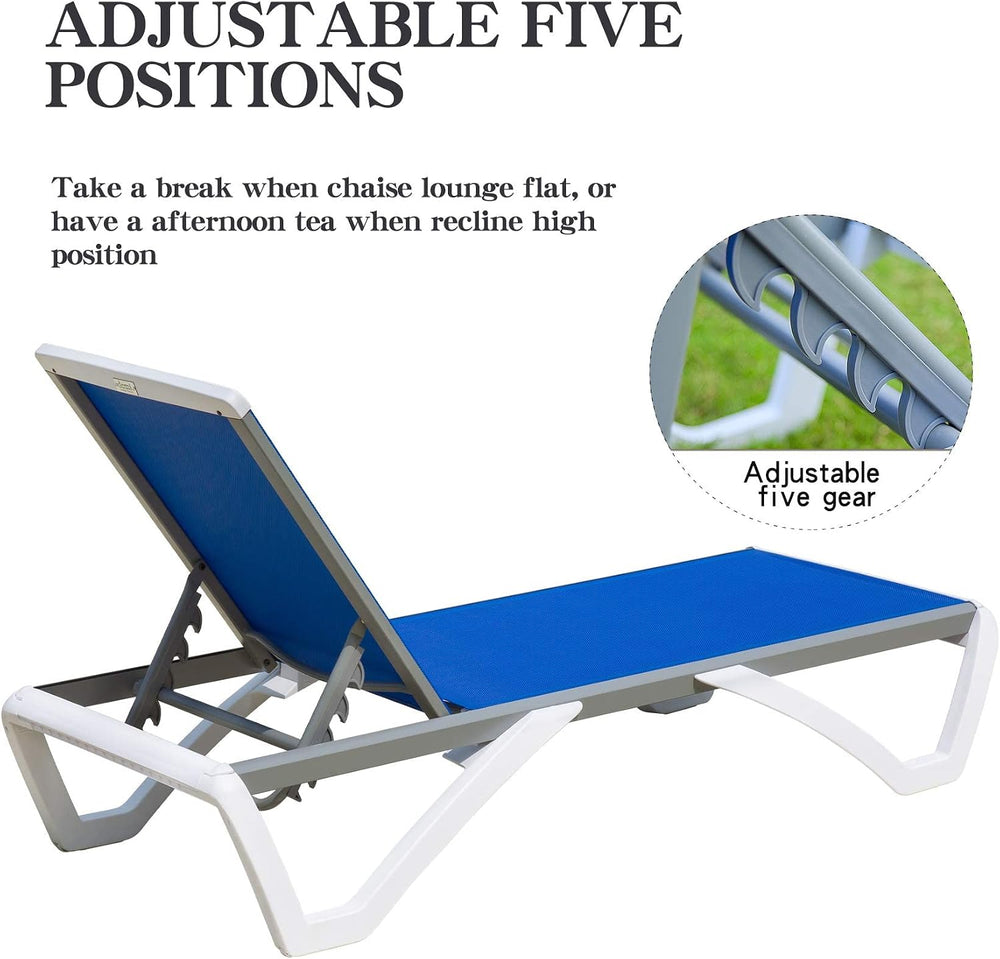 Domi Chaise Lounge Outdoor, Patio Lounge Chair with Aluminum Frame, All Weath...