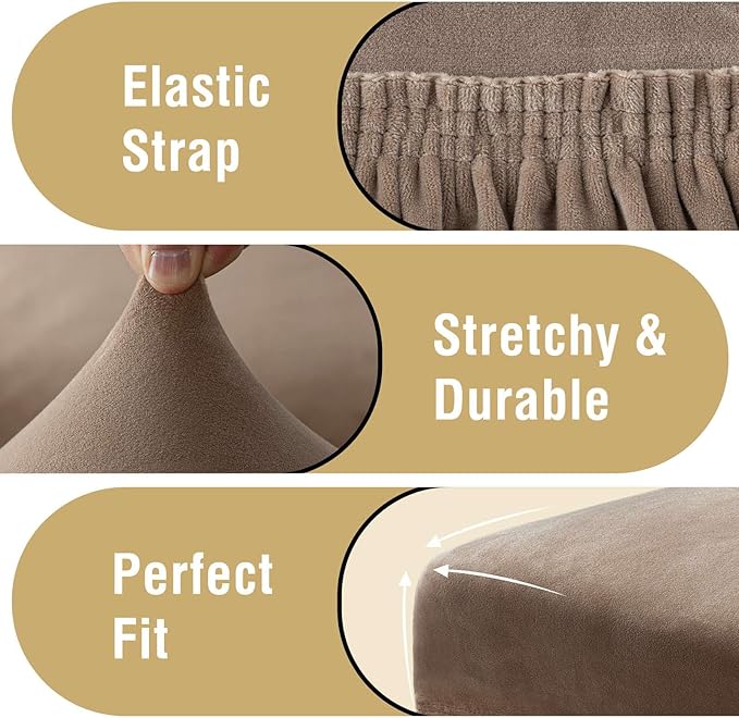 H.VERSAILTEX Velvet Dining Chair Covers Stretch Chair Covers for Dining Room Set of 6 Parson Chair Slipcovers Chair Protectors Covers Dining, Soft Thick Solid Velvet Fabric Washable, Taupe