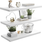 Wall Shelf Set of 3, White Floating Shelves 30 in W x 10 in D x 1 in H, Wooden Floating Wall Shelf with Invisible Brackets for Living Room/Bedroom/Bathroom/Kitchen Storage and Decor