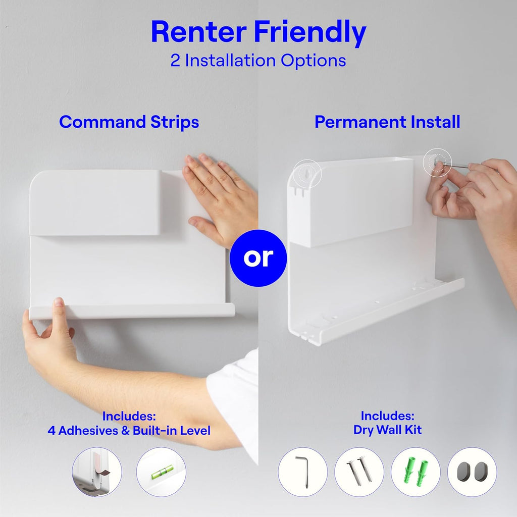 WallShelfie Bedside Wall Organizer & Bedside Shelf, Room Decor, Dorm Room Essential, Floating Bedside Shelf Wall Mount Organizer, Remote Control Holder, RV Accessories, Floating Shelves (White)