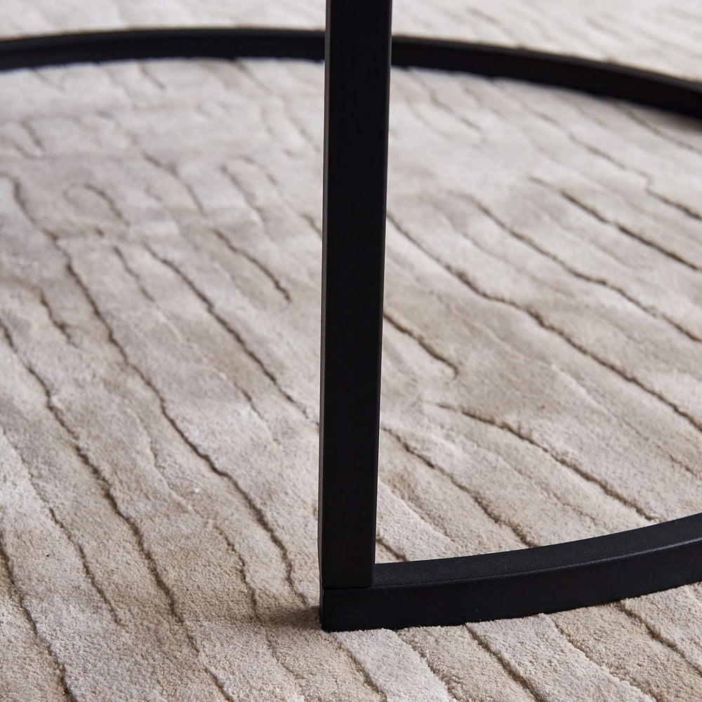 Round Nesting Coffee Tables Set for Living Room White Modern，Nesting Tables S...