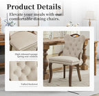 Beige Velvet Dining Chairs Set of 4，Modern Upholstered Dining Room Chairs with Tufted Back and Wood Accents, Curved Solid Wood Legs & Nailhead Trim, Sillas De Comedor Modernas 4