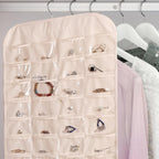 2PCS Hanging Jewelry Organizer Double Sided Necklace Storage Holder with 80 Clear Pockets Portable Necklace Holder Jewelry Bag for Earrings Necklace Bracelet