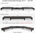 Nnewvante Monitor Stand Riser, 60 inch Large Bamboo Dual Monitor Stand for Desk, 3 Shelves Desktop Screen Riser with Adjustable Length Angle for Computer Laptop PC,Black
