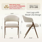 COLAMY Dining Chairs Set of 6, Mid Century Modern Dining Room Kitchen Dinner Chairs with Iron Legs, Open Back and Padded Seat, for Living Room/Bedroom/Restaurant/Cafe, Beige