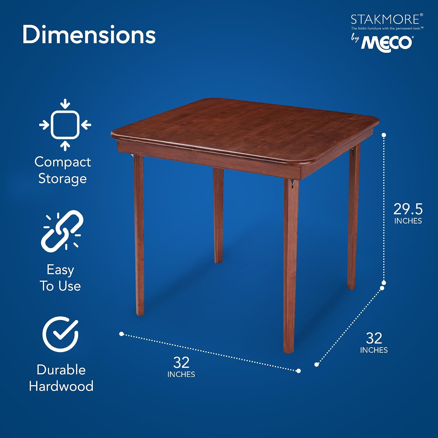Stakmore Classic Straight Edge Solid Wood Folding Card Table, Cherry Frame