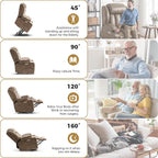 Oversized Power Lift Recliner Chair, Big and Tall, Light Brown | Lift Chairs with Massage and Heating, Breathable Faux Leather with Metal Cup Holders, USB A&C Ports