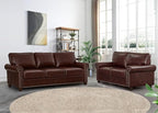 Faux Leather Loveseat Sofa, 59" W Mid Century Modern Couch with Storage, Comfy 2 Seater Sofa with Nailhead Trim & Rolled Armrests, Deep Seat Small Couch for Living Room, Apartment, Office (Burgundy)