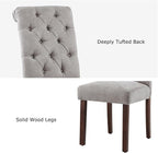 Tufted Dining Chairs Set of 6, Upholstered Parsons Dining Room Chairs, Fabric Kitchen Side Chair with Wood Legs, Light Grey