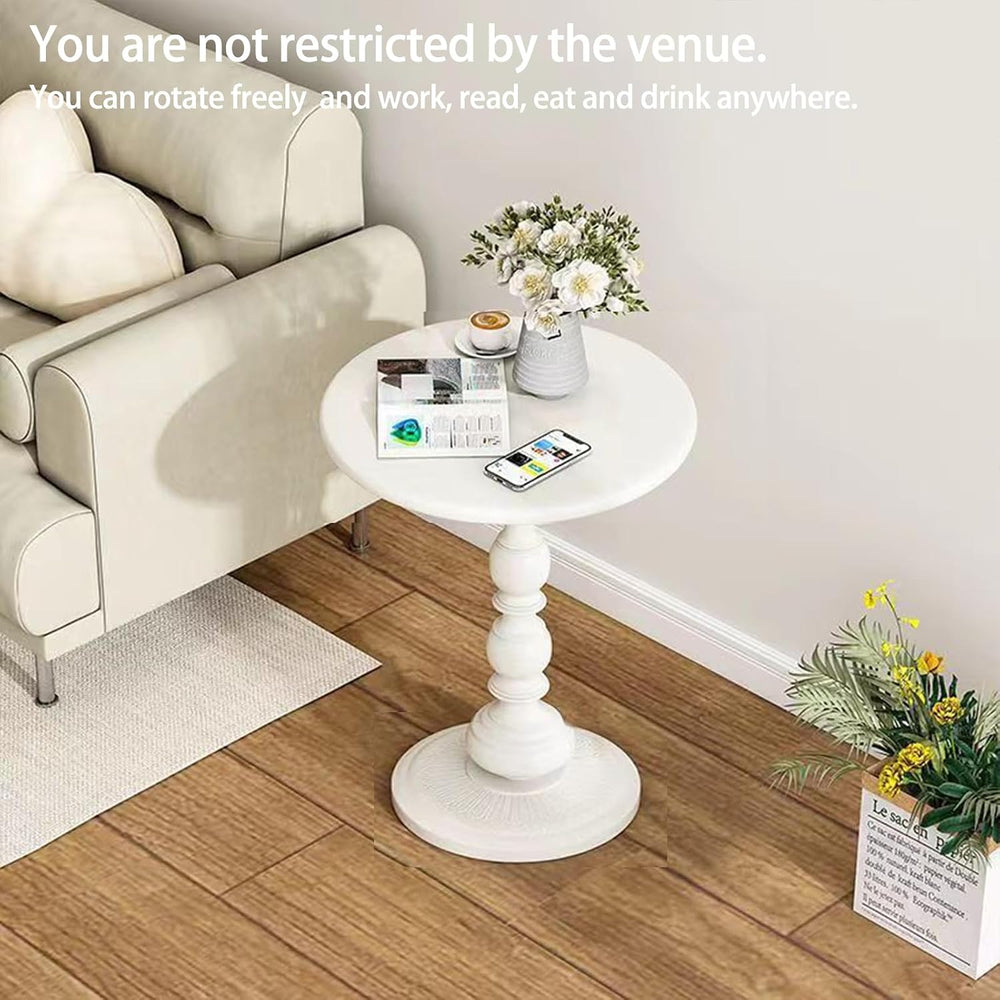 Pedestal White Metal Side Table, Sofa Coffee Table, Small TV Tray Table for T...