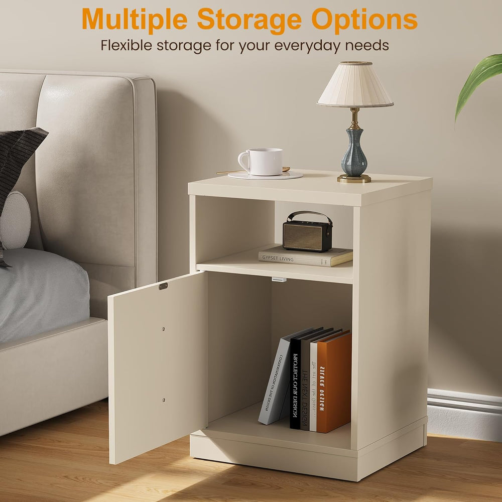 RoyalCraft End Table Set of 2, Nightstand with Storage Shelf and Door, Faux T...