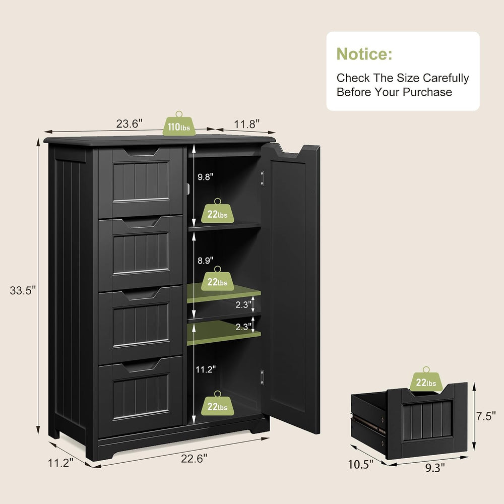 Gizoon Small Pantry Cabinet with Door and Shelves, 33'' Kitchen Pantr...
