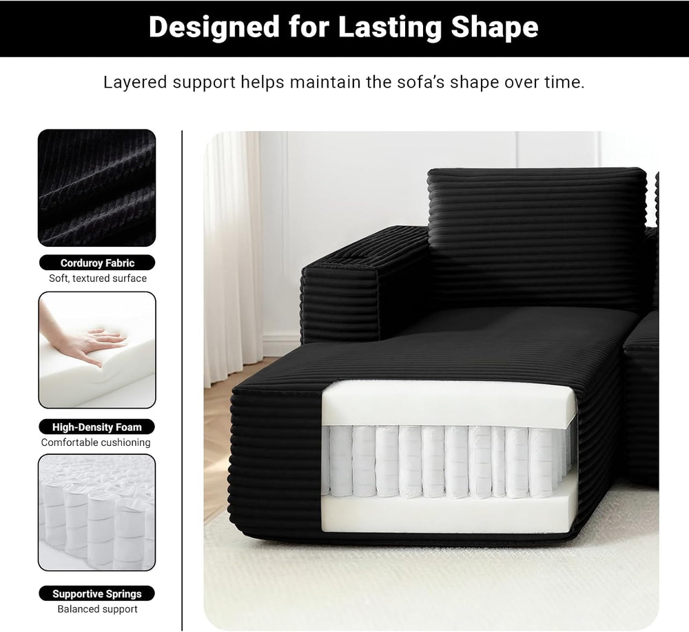 ivoros 125" Cloud Couch Sectional, Modular Sofa with Cup Holder and Stor...