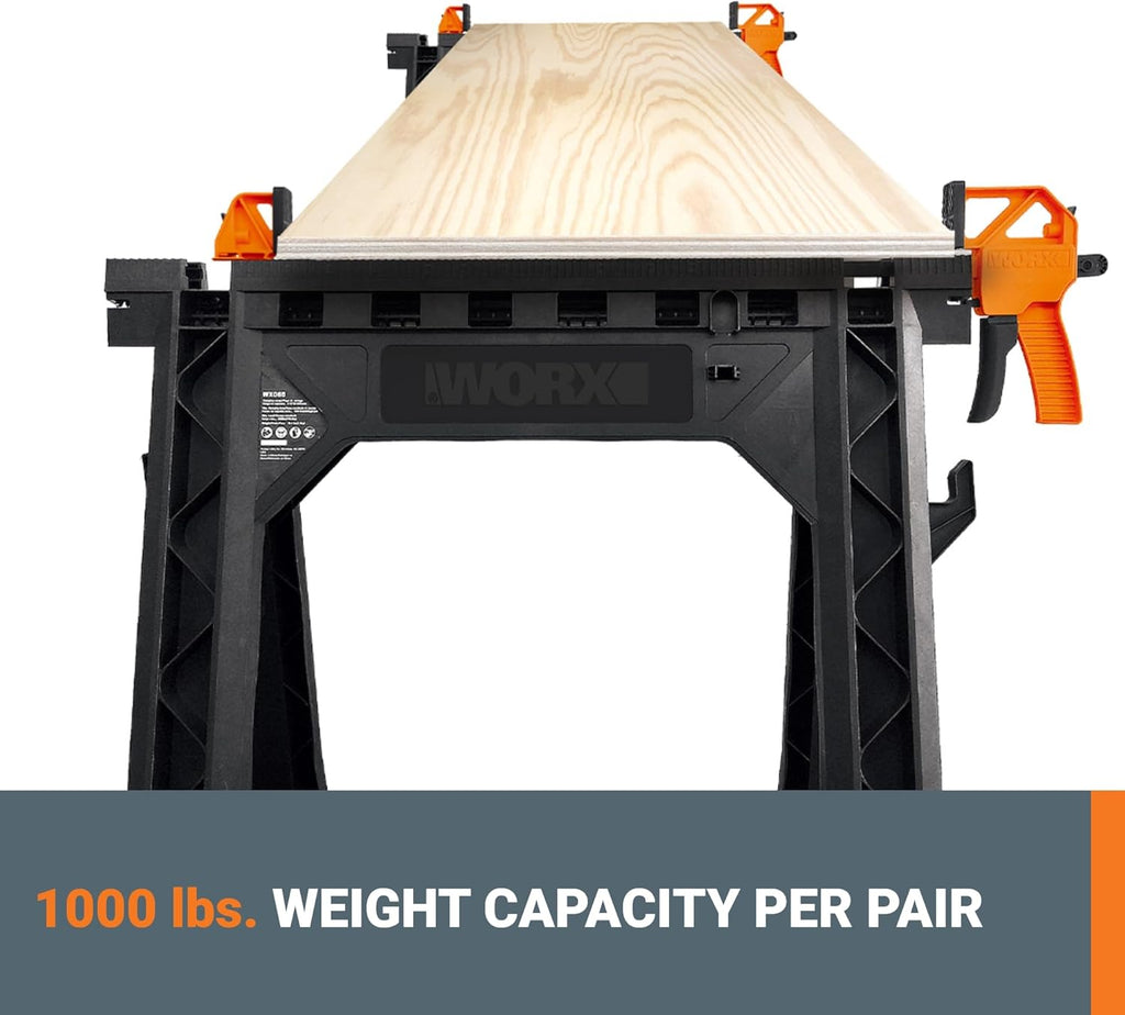 Worx WX065 Clamping Sawhorses with Bar Clamps