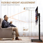 Rolling TV Stand Portrait for 65 70 75 Inch TVs, Tilt and Swivel Mobile TV Cart on Wheels up to 110 Lbs, 6 Height Adjustable PortableTV Stand, Max VESA 600x400mm