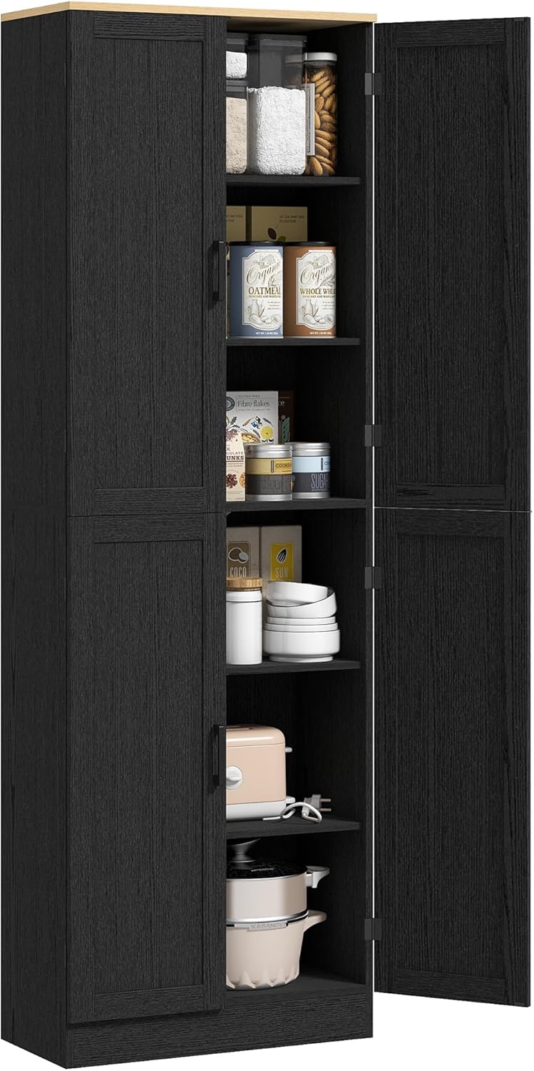 HOMCOM 67" Freestanding Kitchen Pantry, 4-Door Storage Cabinet Organizer...