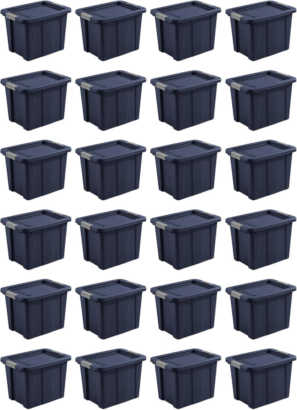 Sterilite 24-Pack Storage Bins with Lids, Heavy Duty Totes, Tuff1, 18 Gallon, Dark Indigo