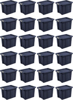 Sterilite 24-Pack Storage Bins with Lids, Heavy Duty Totes, Tuff1, 18 Gallon, Dark Indigo