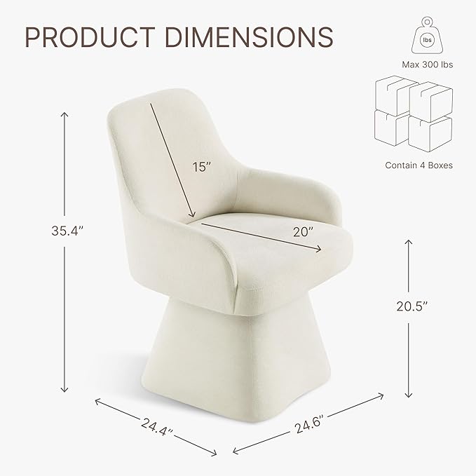 Swivel Dining Chairs Set of 4, Mid Century Modern Chairs Fabric Upholstered A...