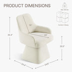 Swivel Dining Chairs Set of 4, Mid Century Modern Chairs Fabric Upholstered Armchair with Armrest & Ergonomic Backrest for Dining Room, Kitchen, Bedroom, Living Room, Linen, 4 Boxs