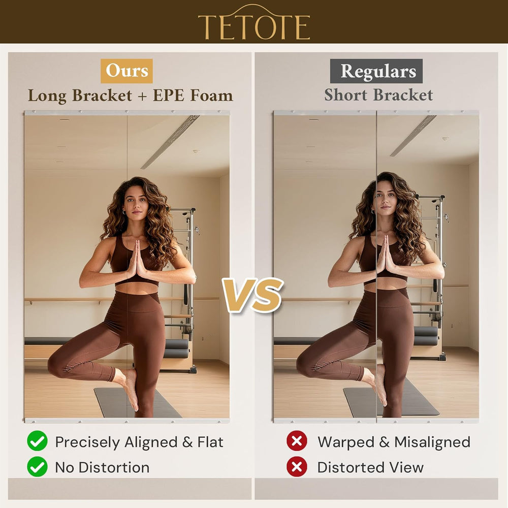 TETOTE Home Gym Mirror for Wall 48" x 32" - 1PC Large Frameless Tem...