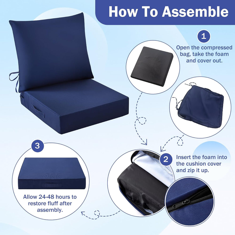 Outdoor Chair Cushions, 24 x 24 Inch Outdoor Cushion for Patio Furniture, Pat...