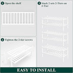 Smiry Shoe Rack, 6 Tier Bamboo Shoe Organizer, Stackable Free Standing Wooden Shoe Storage Shelf for Closet, Entryway, Front Door Entrance, White