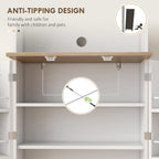 66.5" Pantry Cabinet with Microwave Stand, Freestanding Kitchen Storage Cabinet with Hutch, 8 Door Shelves, Adjustable Shelves, Food Pantry Cabinet for Dining Room, White