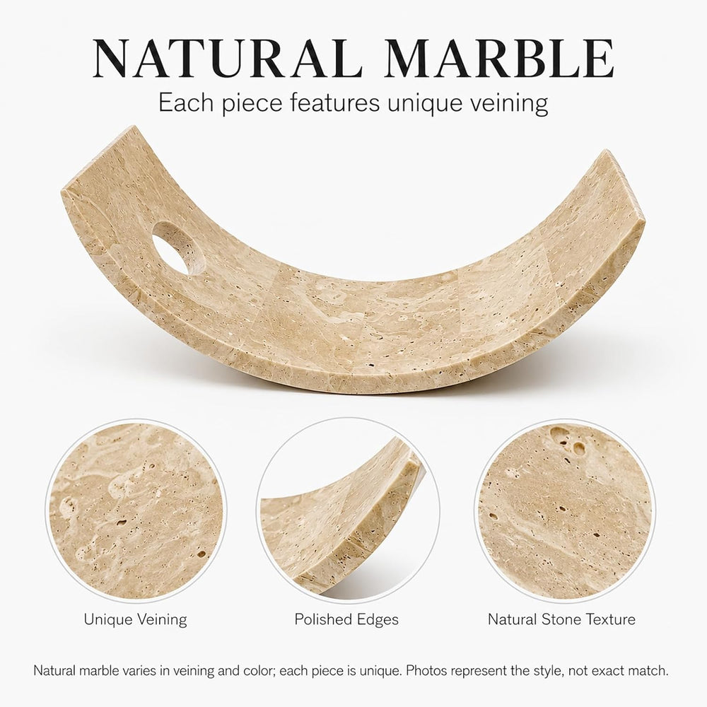 Monostone Travertine Curved Wine Rack for 1 Bottle | Warm beige travertine wi...
