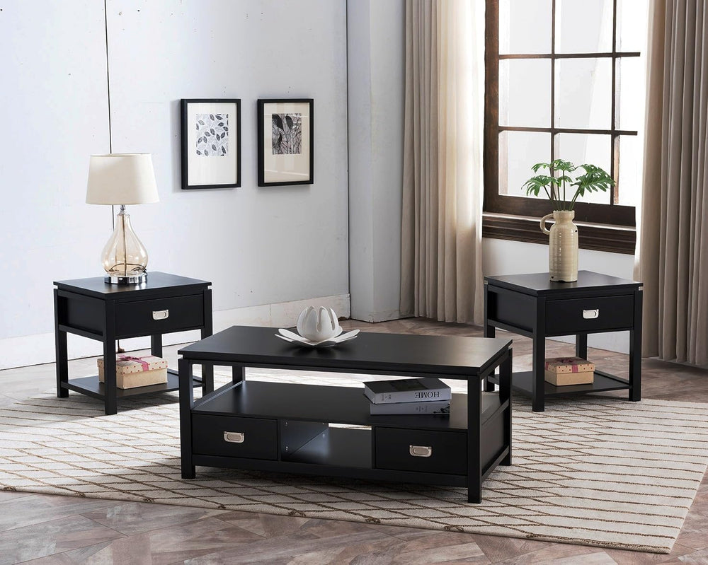 KB Designs - 3 Piece Living Room Coffee Table and End Table Sets, with Storag...