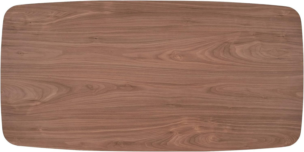 Penau Walnut Finish Rectangular Dining Table, Curved Wooden Base, Engineered ...
