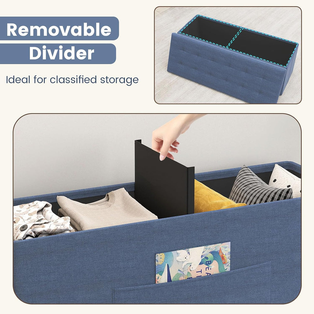 Giantex 43 Inches Folding Storage Ottoman Bench, Upholstered Storage Chest wi...