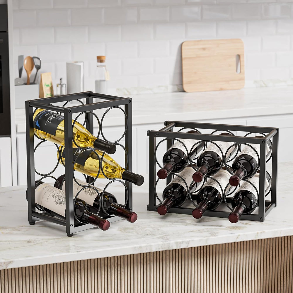 Metal Countertop Wine Rack 6 Bottles, Fits Large Wine Bottles | Free Standing