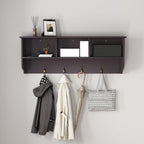 Modern Entryway Wall Mounted Coat Rack, with 4 Dual Hooks Living Room Storage Shelf,for Kitchen Home