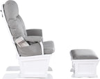 Suite Bebe Madison Nursery Rocking Chair with Ottoman, Wooden Glider for Baby Nursing, Smooth Gliding Rocker, White and Oyster