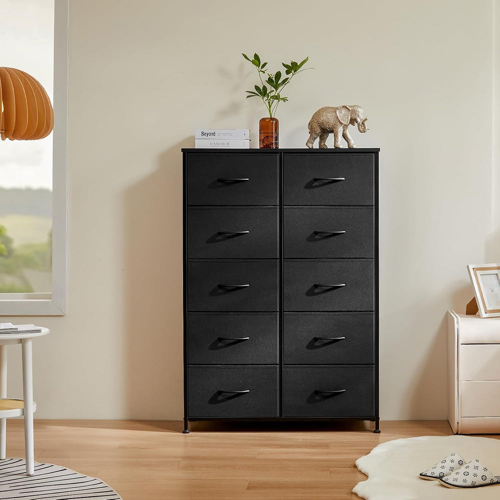 DUMOS 10 Drawer Tall Dresser for Bedroom & Living Room, Black