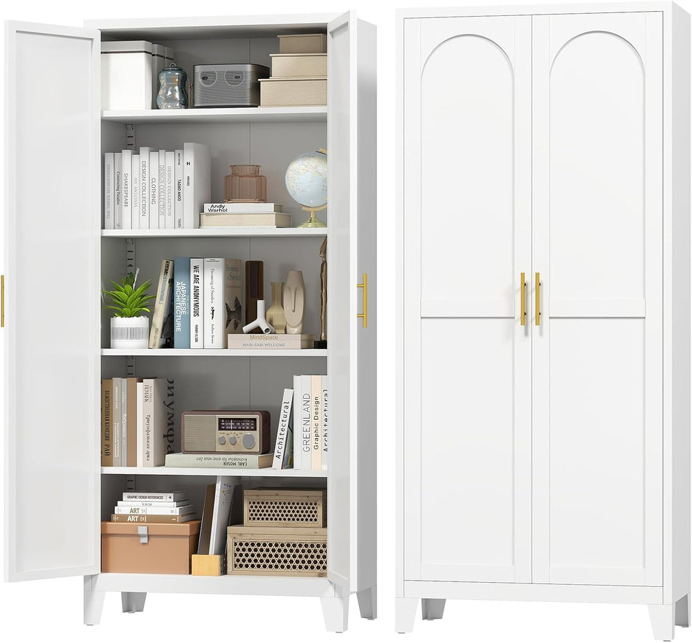 Zevemomo 71'' Tall Metal Pantry Cabinet with 2 Doors, Freestanding Ki...