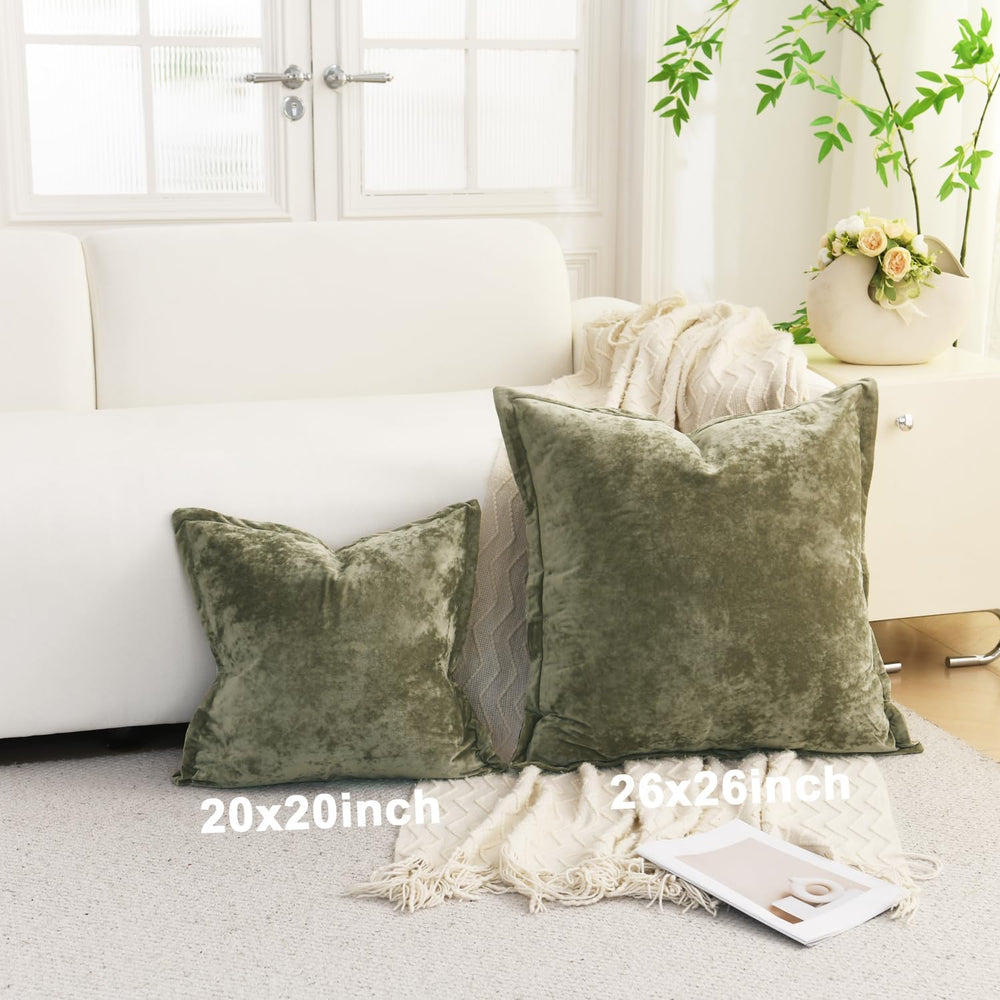 Greek Velvet Euro Sham Covers Set of 2 26x26 Luxury Soft Solid Pillow Covers ...