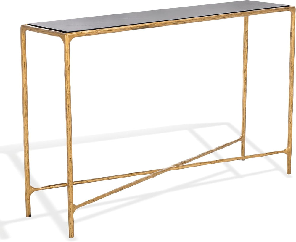 SAFAVIEH Couture Collection Jessa Brass Base & Black Marble Top Rectangul...