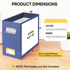 BALEINE File Organizer Box, Cardboard File Folder Organizer with Handle for Letter Size, Portable Collapsible Hanging Filing Box for Home Office Document Storage (2 Pack, Navy)