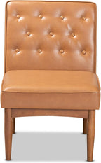 Baxton Studio Riordan Mid-Century Modern Tan Faux Leather Upholstered and Walnut Brown Finished Wood Dining Chair