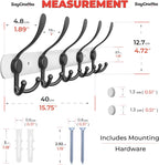 Coat Rack Wall Mount with 5 Tri Hooks, Stainless Steel 16 Inch – White & Black Matte Finish, Heavy Duty Wall Mounted Hook Rack for Coats, Hats, Towels, Scarves, Robes, Bags, Entryway & Bathroom