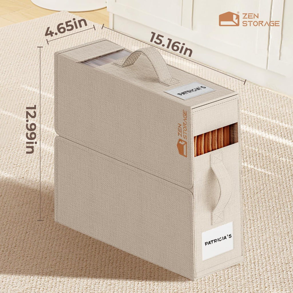6Pack Sheet Organizers and Storage - King/Queen Size Sheet Storage Organizer with Window, Foldable & Dustproof Sheet Organizer for Linen Closet for Summer Blankets & Sheet Sets,Beige