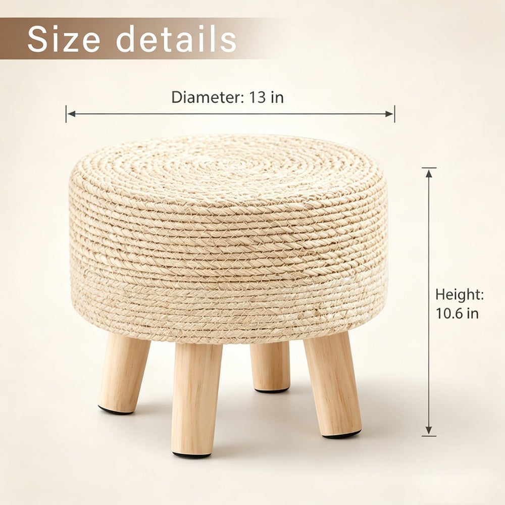 Wimarsbon Round Foot Stool Natural Seagrass Poufs Ottoman Hand Weave Footrest...