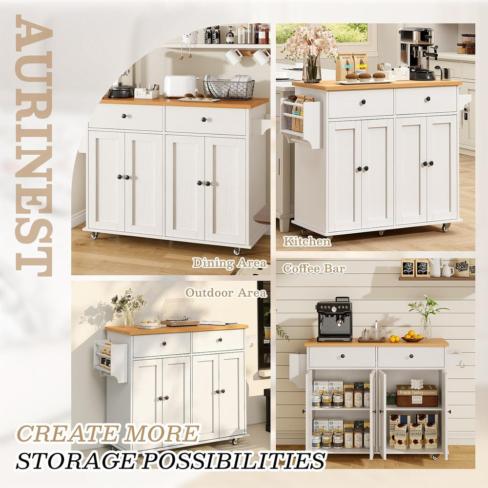 Kitchen Island with Storage, 35.4" Rolling Kitchen Island Cart on Wheels...
