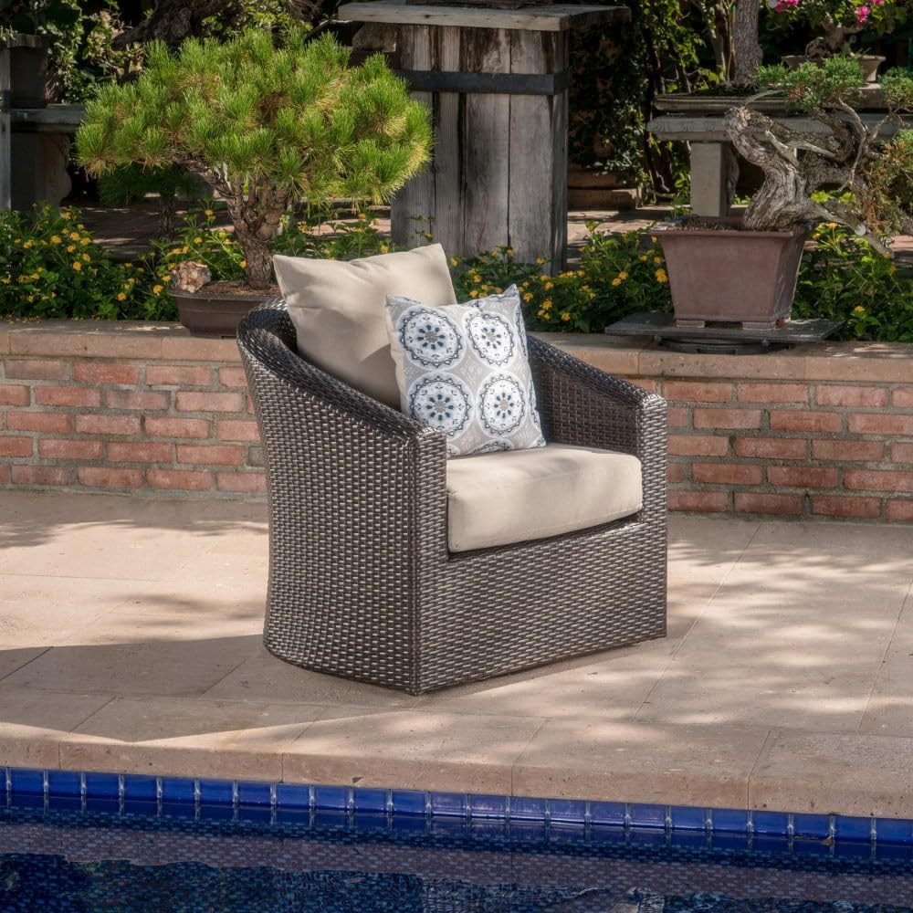 Saiveina Outdoor Aluminum Frame Wicker Swivel Chair (Old SKU N757P186009B)